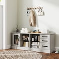 thumbnail image 6 of Gymax 63'' Media Console Table w/ 3 Drawers 2 Glass Shelves Cable Holes for Living Room Gray, 6 of 10