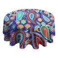 thumbnail image 4 of Round Waterproof Tablecloth 60×60 Inch, Boho Style Reusable Indoor/Outdoor Durable Table Cover for Party Kitchen Dinner Room Decor, 4 of 6
