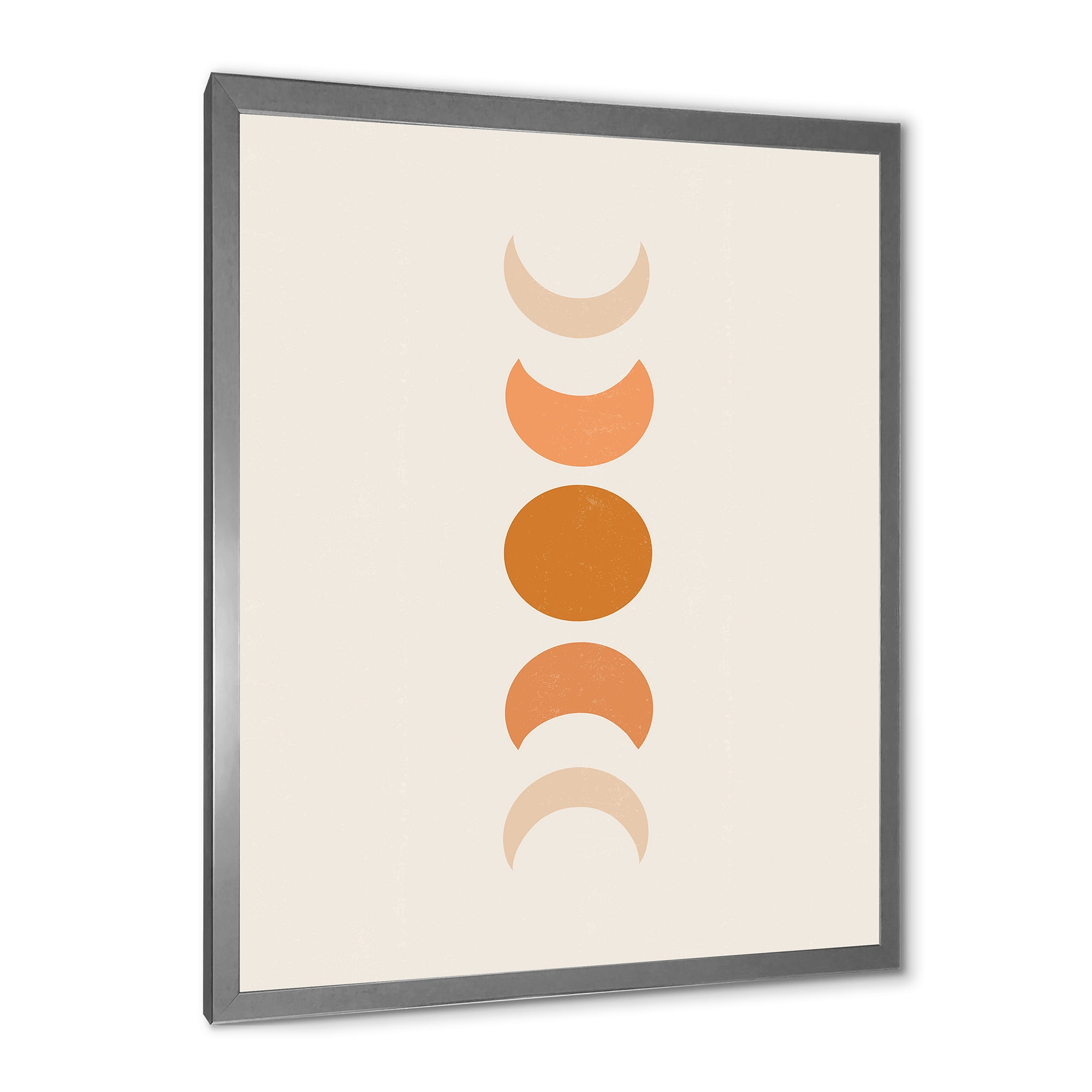 Designart 'Minimalist Different Moon Phases' Modern Framed Art Print