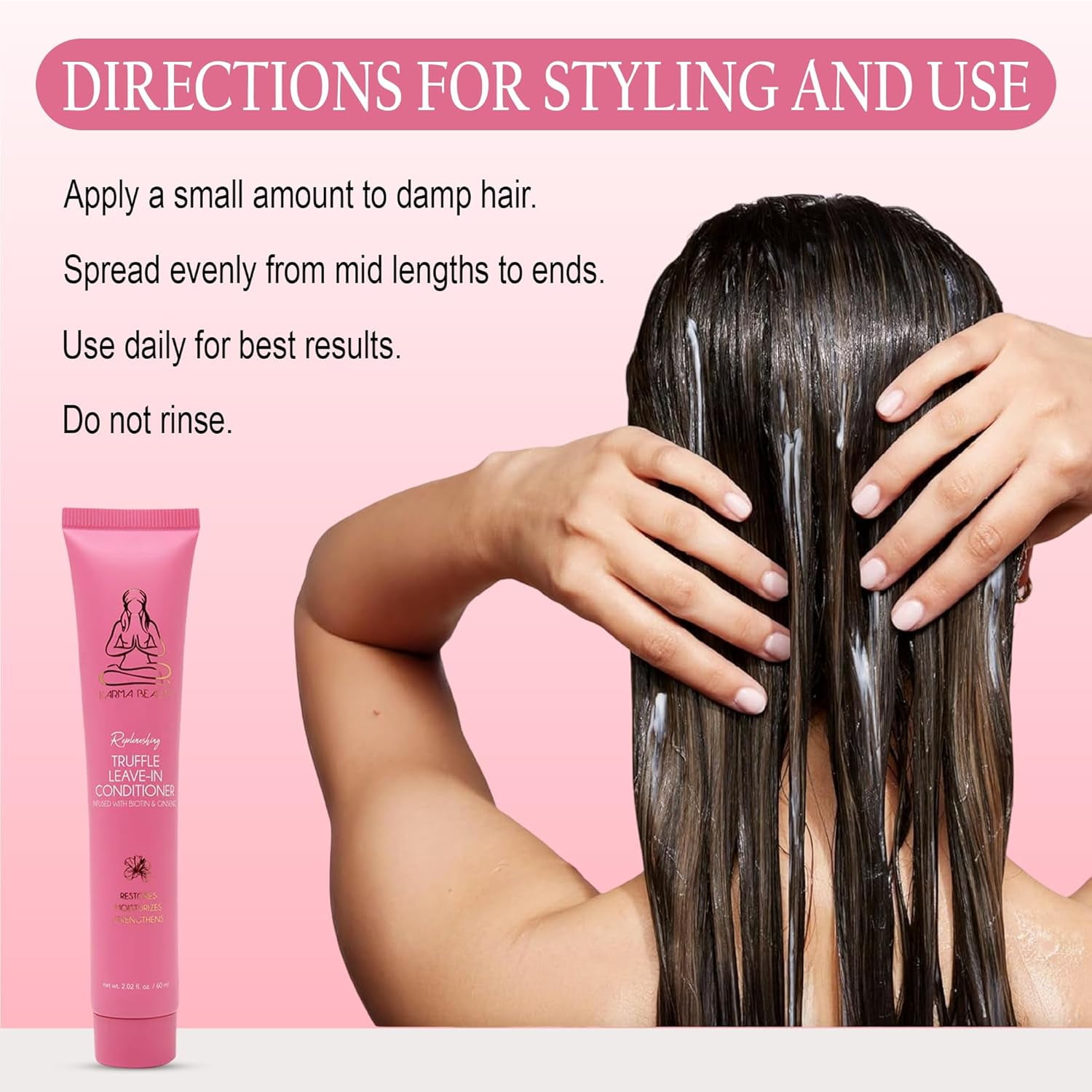 Karma Beauty Replenishing Truffle Leave In Conditioner with Biotin & Keratin | Deep Hydrating Hair Conditioner for Women | Moisturizing Leave In Conditioner for Curly, Wavy, Fine and Frizzy Hair