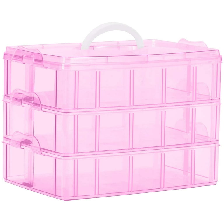 Craft Storage Box with Compartments, Clear 3-Tier 30 Sections Transparent  Stackable Plastic Box Organiser with Handle, Practical Sorting Box for  Crafts, Jewelry, Toy, Sewing Accessories Or Kitchen 