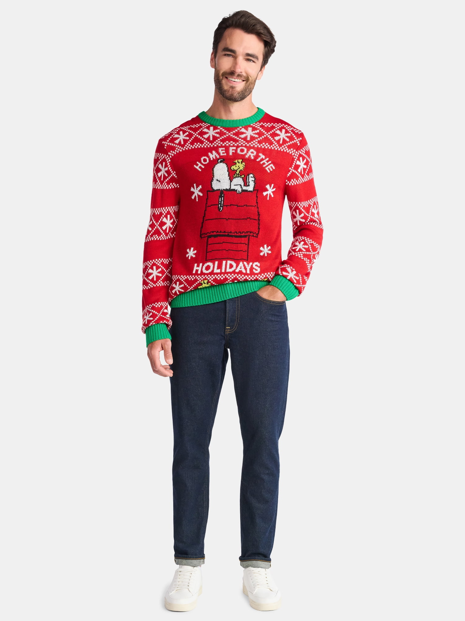 Peanuts Snoopy Men's and Big Men's Holiday Sweater Ugly Sweater, Sizes S-2XL