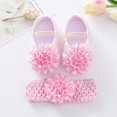 thumbnail image 2 of Infant Baby Girl Shoes Headband 2pcs Set-Baby Mary Flats Cute Flower Princess Wedding Dress Shoes Crib Shoe Headband for Newborns, Infants, Babies Toddlers 0-12 Months, 2 of 6