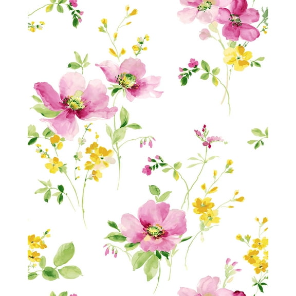 NextWall Inkwell & Blue Heather Watercolor Windflower Peel and Stick Wallpaper