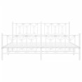 Bed frame with head and footboard metal white 180x200 cm