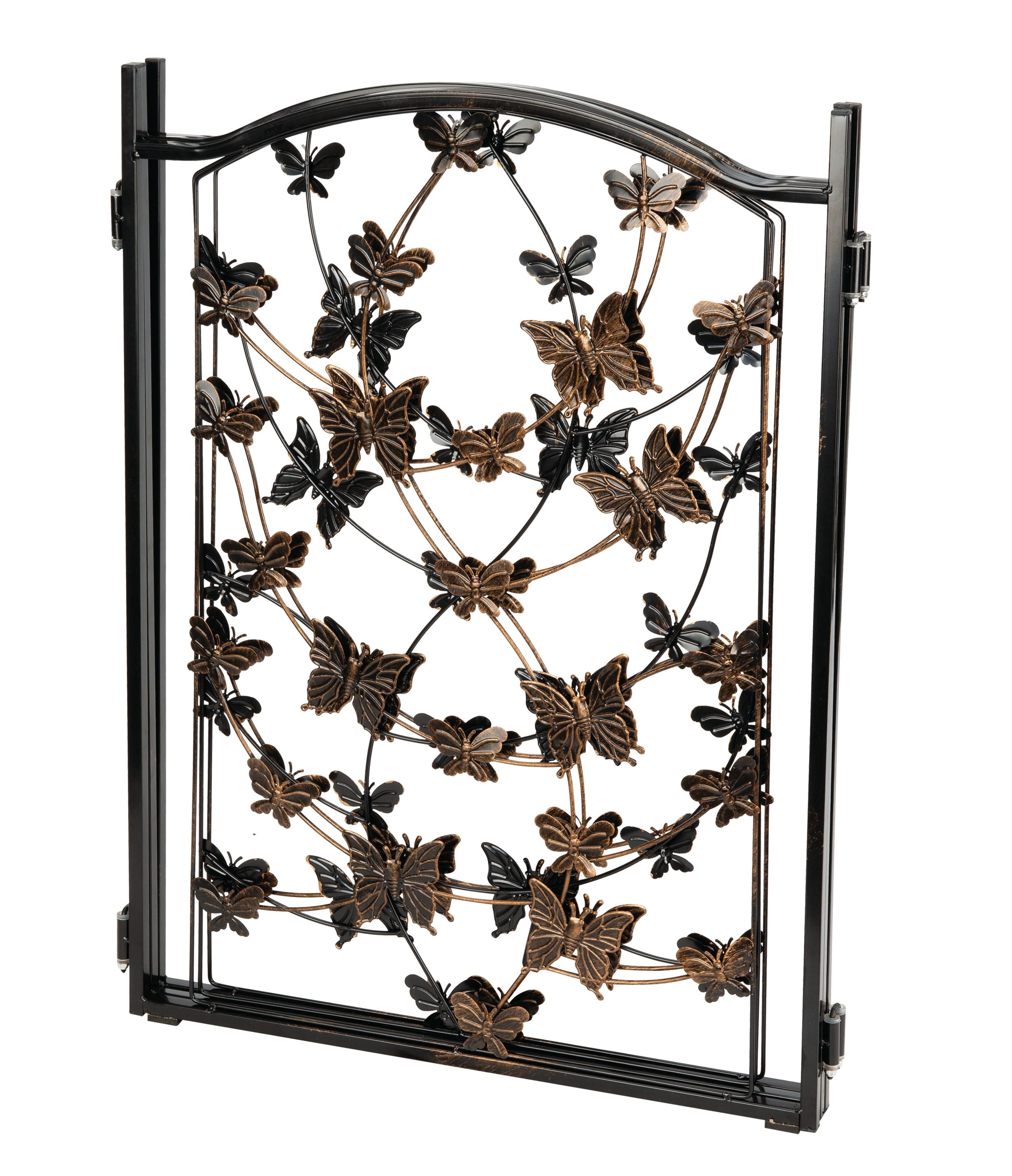 Freestanding Metal Folding Pet Gate, Large Portable Panels for Dog & Cat Security, Foldable Enclosure Gates for Puppies, Indoor & Outdoor Safety for Pets Tree of Life Tri-Fold Fence