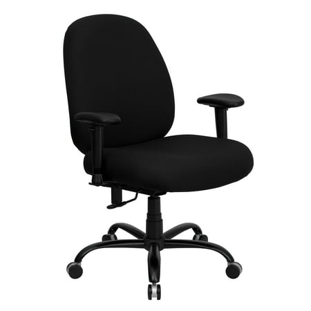 Flash Furniture HERCULES Series Big & Tall 400 lb. Rated Black Fabric Executive Ergonomic Office Chair with Adjustable Back and Arms