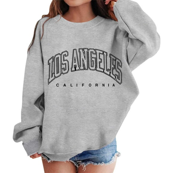 MIASHUI Girls Sweatshirt Tops Graphic Prints Crewneck Shirts Long Sleeve Pullover,Grey,9-10 Years