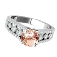 thumbnail image 4 of Engagement Rings for Women 1.24 Carat Halo Unique Design Morganite and Diamond Engagement Ring Crafted 4-prong 14k Solid White Gold, 4 of 5