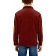 thumbnail image 6 of Fesfesfes Boys Color Block Button Down Collar Shirt Long Sleeve Comfortable Pullover Top for Kids Age 5 to 15 Years Casual Everyday Wear Soft Breathable Classic Crewneck Shirt(Red,7-8 Years), 6 of 8