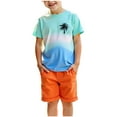 thumbnail image 2 of CYRBOKO Boys Outfit Sets, Vacation Summer Two Piece T-shirts and Shorts Set Blue Size 3-8 T, 2 of 5