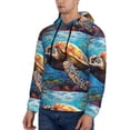 thumbnail image 2 of KLL Colorful Underwater Sea Turtle Print Mens Hoodie Long Sleeve Casual Pullover Hooded Sweatshirt Fashion Drawstring Hoodies with Pocket-XX-Large, 2 of 6