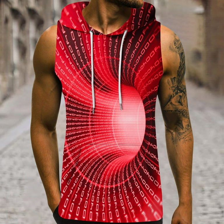 TMOYZQ Men's Sleeveless Hooded Tank Tops Workout Gym Bodybuilding