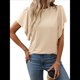 thumbnail image 3 of Camisas Formales Informales de Negocios para Mujer, Camisas de Verano, Mangas , Cuello Redondo, Mangas de Hoja de , Trajes 2025 Albaricoque S, 3 of 9