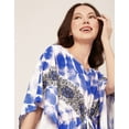 thumbnail image 4 of Moomaya Women's Printed Viscose Kaftan Dress, Round Neck, Asymmetric Hem Midi Dress, 4 of 7