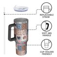 thumbnail image 4 of 40oz Pioneer Flower Floral Print Pattern Insulated Tumbler with Handle, BPA-Free Leak Proof Lid and Straws, Double Wall Vacuum, Hot 12h/Cold 34h, 4 of 6