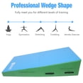 thumbnail image 3 of Gymnastics Wedge Mats 60" X 30" X 14" Folding for Home Use | Incline Mat Cheese Wedge With Zip Fastener, Waterproof Vinyl Cover, EPE Foam for Exercise, Tumbling, Yoga, Pilates, Blue Green, 3 of 7
