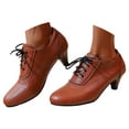 thumbnail image 3 of Women's Mary Jane Pumps Chunky Block Shoes Adorable Vintage Shoes Unique Round Toe Lace Up, 3 of 8