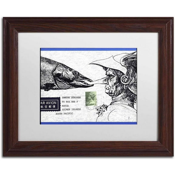 Trademark Fine Art 'Fish Nose' Canvas Art by Nick Bantock, White Matte, Wood Frame