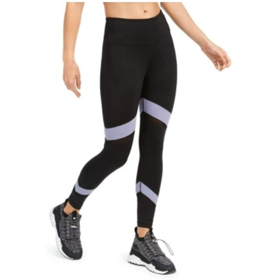 Calvin Klein Womens Colorblocked Mesh-trimmed High-waist Leggings Size L