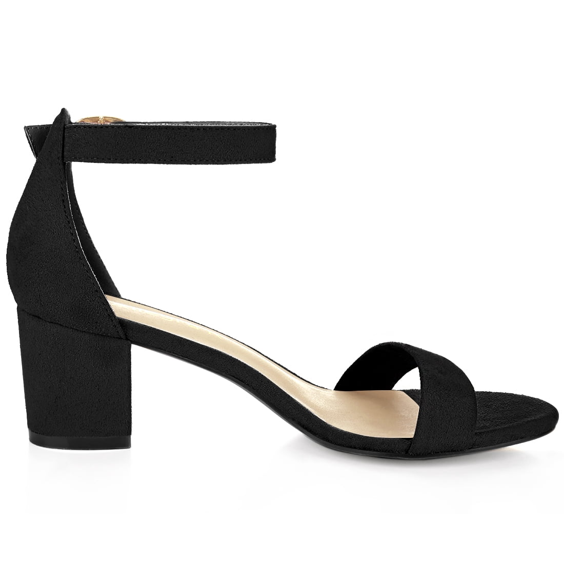 DARING DIVA Women's Open Toe Block Heel Ankle Strap Sandals Black 8.5