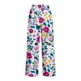 thumbnail image 6 of MYAOYI Women's Boho Bright Floral Print Wide Leg Pants, Smocked Elastic High Waist Loose Flowy Palazzo Trousers for Summer Daily Wear, 6 of 7
