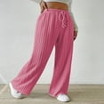 thumbnail image 7 of LYMAYTER Women Wide Leg Pants Ribbed Knit Lounge Pants for S-2XL Solid Color Elastic Waist Loose Trousers, 7 of 7