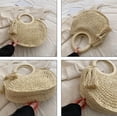 thumbnail image 5 of Kukuzhu Summer Beach Straw Handbag Hand-Woven Tassel Trendy Round Tote Bag Purse for Women Girls, 5 of 6