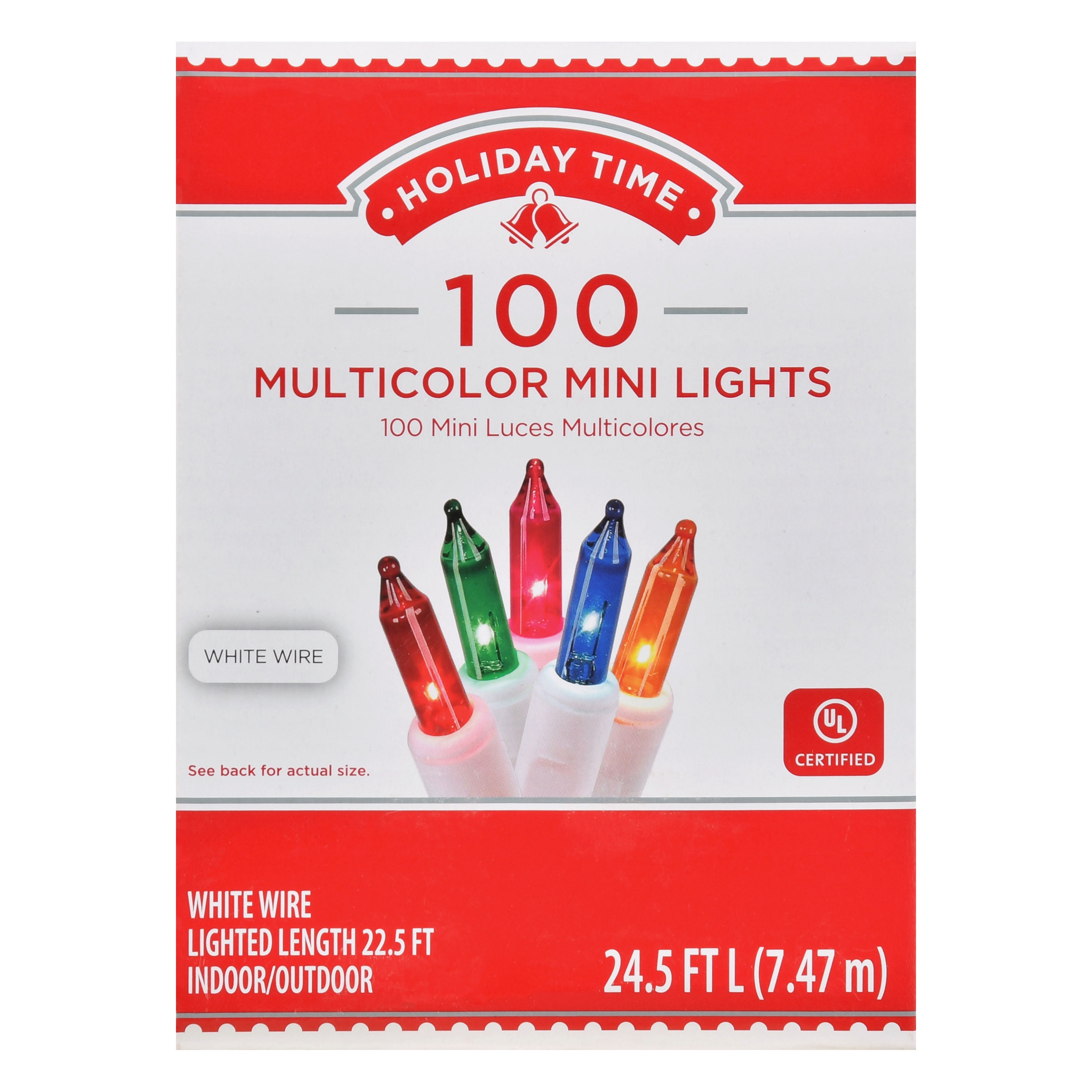 Holiday Time Mini Christmas Lights, 24.5ft, Multicolor, 100 count