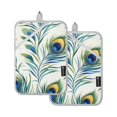 thumbnail image 7 of Yayeee Pot Holders Kitchen Heat Resistant with Pocket 7"x9.8" Cotton Oven Cooking Hot Pads, Peacock Feather, 7 of 7