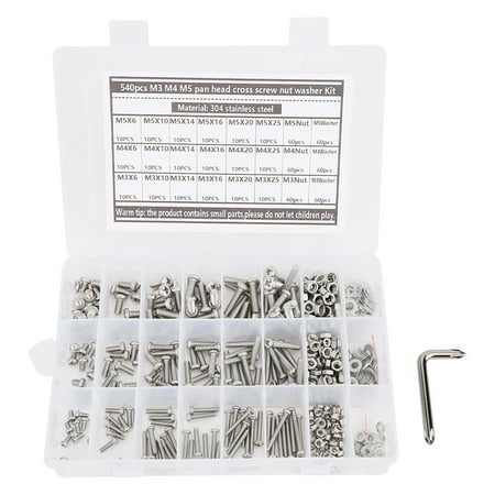 

2024 540Pcs Pan Head Hex Socket Screw Set 304 Stainless Steel M3 M4 M5 + 1Pc Screwdriver