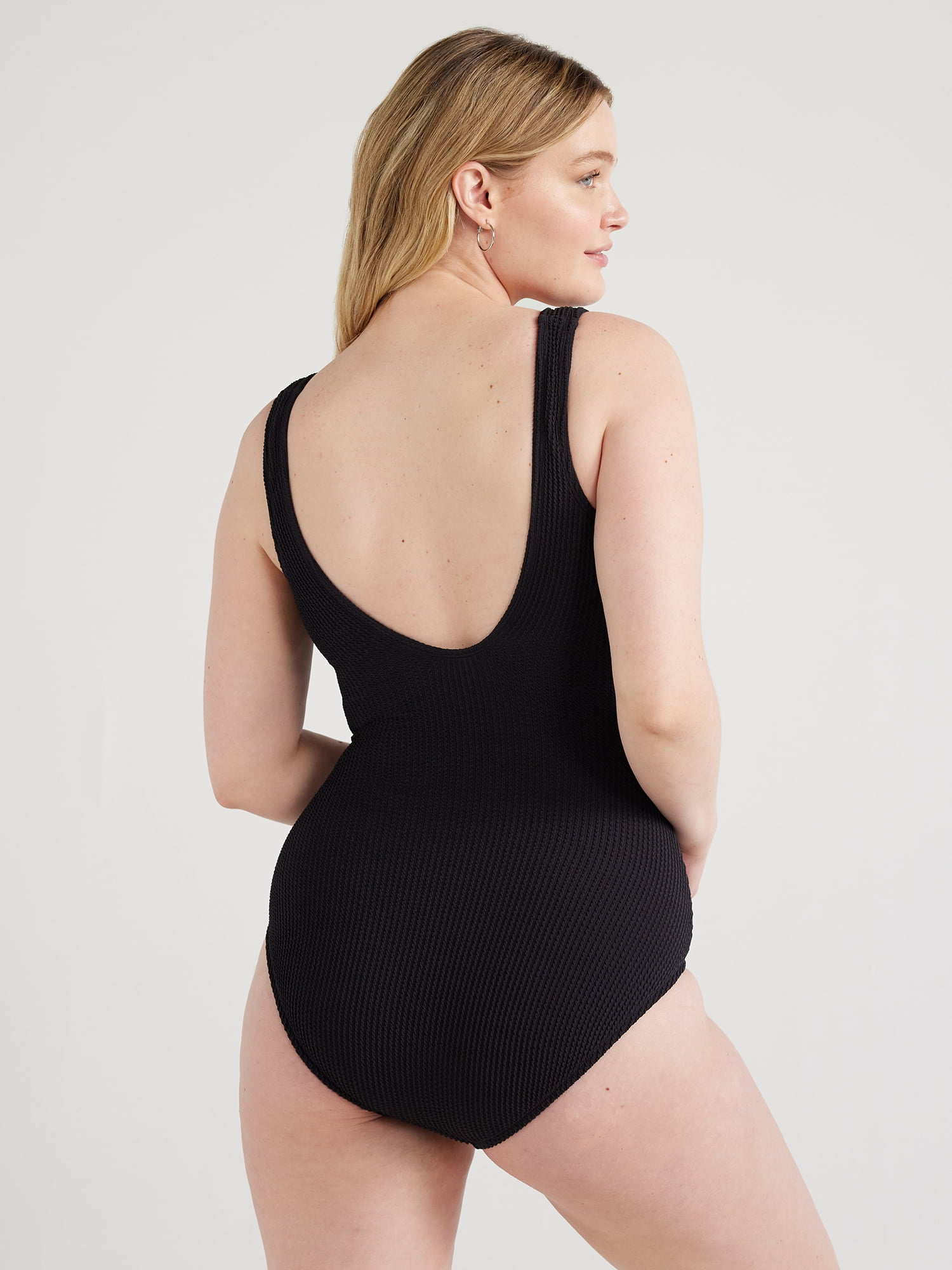 Time and Tru Women's and Women's Plus Crinkle One Piece Swimsuit, Sizes XS-3X