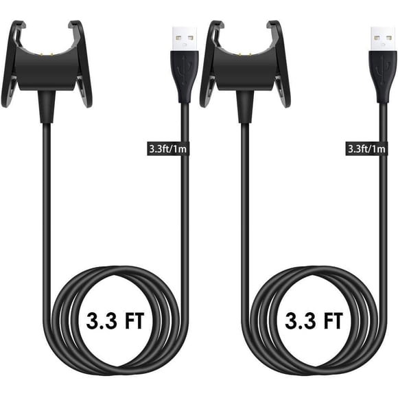MYKOMI Charger Cable Compatible with Fitbit Charge 3/Charge 4 Charger, 2 Pack 3.3ft Replacement USB Charging Cord with Cradle Dock Adapter for Fitbit Charge 3/4 HR Fitness Tracker Smart Watch