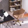 thumbnail image 2 of JINS & VICO Velvet Swivel Accent Armchair with Lumbar Support Office Desk Chair, Light Coffee, 2 of 9