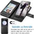 thumbnail image 3 of Galaxy Z Flip 5 Case, 2023 Galaxy Z Flip5 Wallet Case, Luxury PU Leather Credit Card Slots Holder Carrying Folio Cover [Detachable Magnetic Case] Kickstand for Samsung Z Flip5 5G [Black], 3 of 6