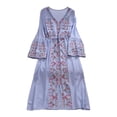thumbnail image 1 of Vestido de verano para mujer, transpirable, estilo bohemio, con mangas acampanadas y cómodo, largo. Azul claro, 1 of 9