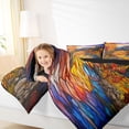 thumbnail image 3 of Catabedysis Stained Glass Camping Full Size Comforter Sets For Girls,Autumn Landscape Print Bedding Comforter Set,Multicolor,Black Reversible,3pcs,1 Comforter and 2 Pillowcases, 3 of 7