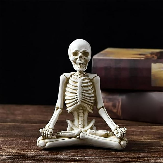 Kbndieu Décorations Halloween Intérieures et Extérieures Squelettes de Yoga Statue en Résine Modèle d'Os Gothique Réaliste Décorations Artisanales pour Fête d'Halloween Décoration de Bureau de Cimetière Décorations d'Halloween
