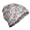thumbnail image 1 of Brown Paisley Unisex Beanie, Zentangle Look Motif, Hiking Outdoors, Brown White, by Ambesonne, 1 of 1