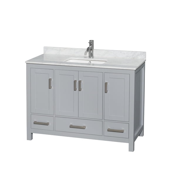 Wyndham Collection Sheffield 48" Wood & Marble Single Bathroom Vanity in Gray