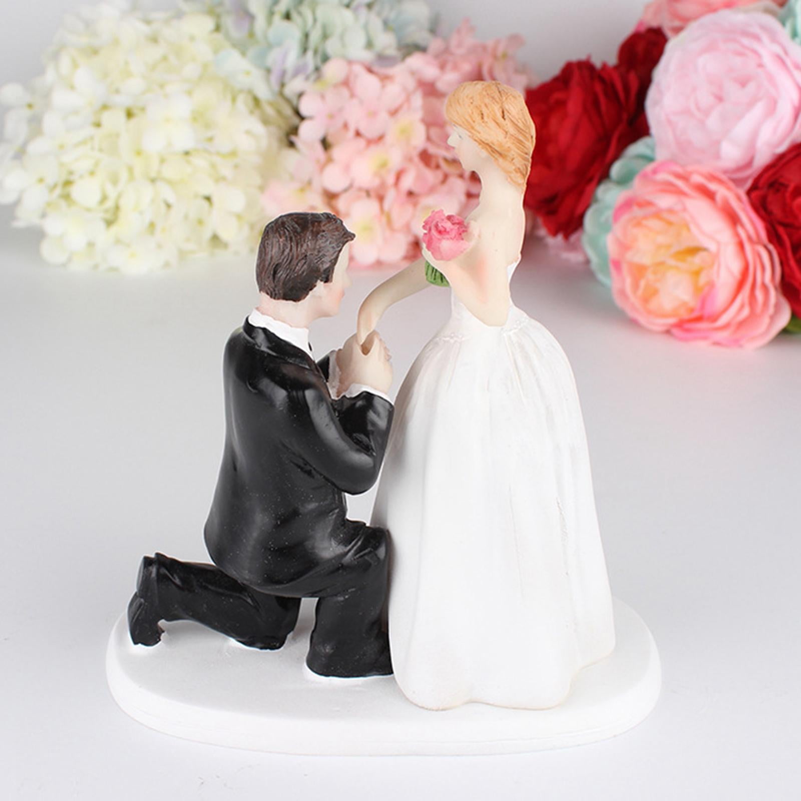 Rustic Wedding Cake Topper Wedding Cake Dolls Simulated Figures Scene Collectible Miniature Scene People for Birthday Wedding