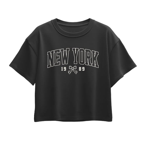 Instant Message - NY 1989 Bow - Youth Girls Boxy T-Shirt