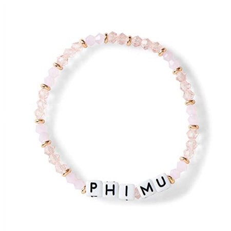 Sorority Shop Phi Mu Bracelet — Glass Bead Bracelet with PM Name Beads, Greek Sorority Jewelry for Big Little Sorority Gifts