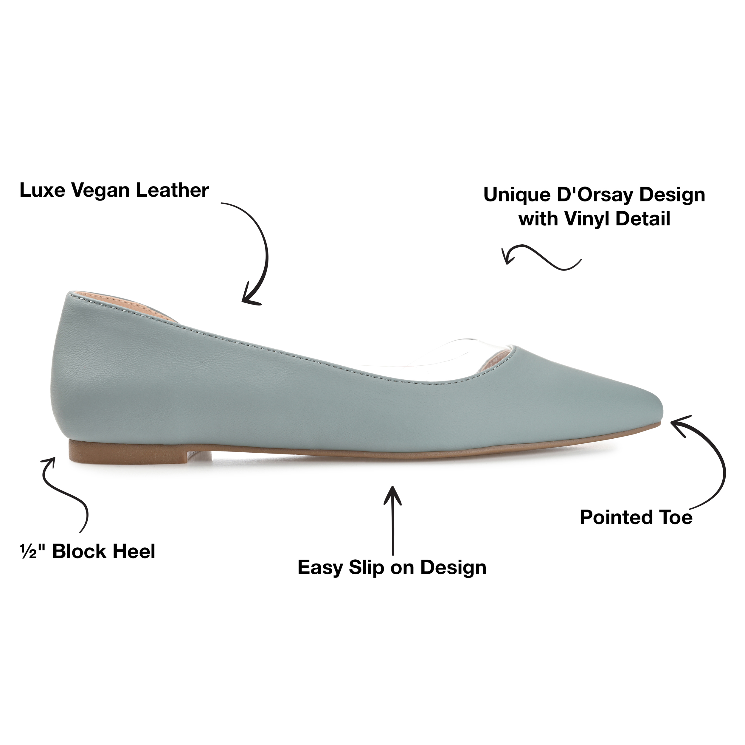 Journee Collection Womens Mikki Ballet Pointed Toe Slip On Flats