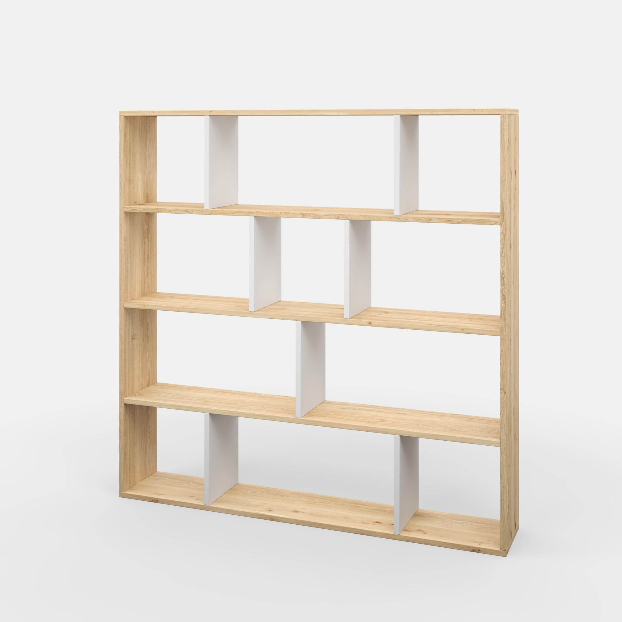 Ada Home Decor Hobdi 4 Tier Open Shelf Cube Modern Bookcase, Oak/White