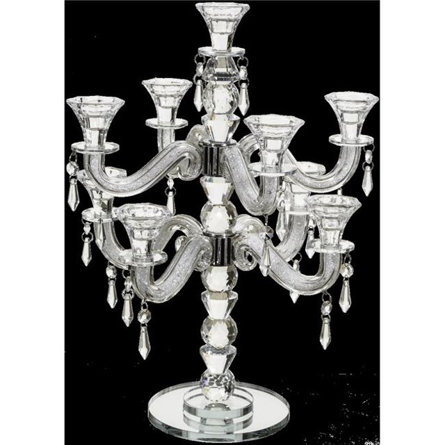 Art Judaica 45496 24 in. Crystal 9 Branch Candlesticks