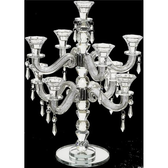 Art Judaica 45496 24 in. Crystal 9 Branch Candlesticks