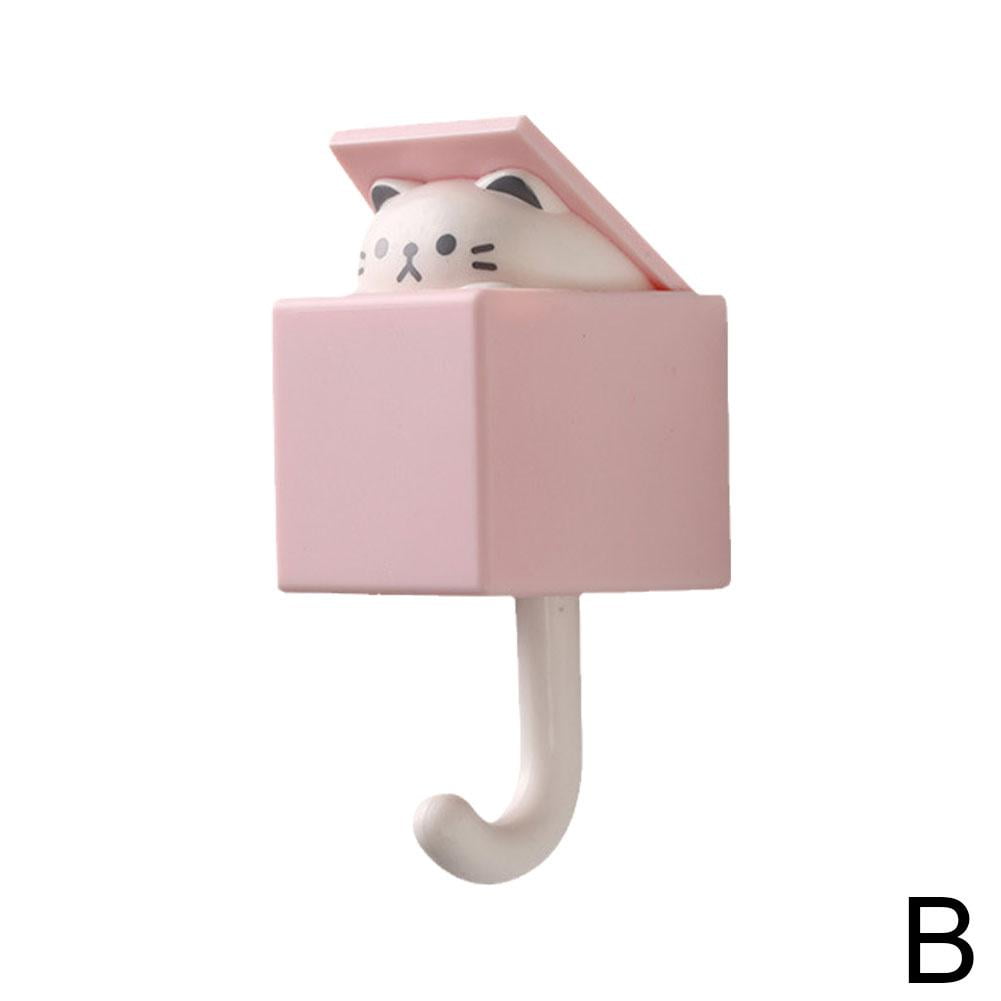 Cat Key Hook, 1PC Creative Adhesive Coat Hooks Cute Cat Key Holder