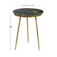 thumbnail image 4 of DecMode 16" x 20" Green Marble Accent Table with Gold Metal Tripod Legs and Zig-Zag Detail, 1-Piece, 4 of 12