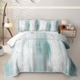 thumbnail image 2 of Erosebridal Teal Stripe Quilt King,Brush Graffiti Texture King Coverlet Set For Girls,3-Piece, 2 of 7
